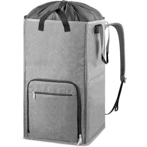 Size Extra Large Color Grey Laundry Backpack Bag, Extra Large 2 in 1 Laundry Hamper Basket for College Students Dorm Essentials, Adjustable Shoulder Straps, Freestanding Laundry Bag for Apartment, Laundromat, Travel
