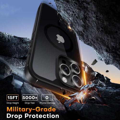 TAURI for iPhone 16 Pro Case, Compatible with MagSafe [Not-Yellowing] with Screen Protector, Military-Grade Protection, Slim Magnetic Phone Case for iPhone 16 Pro 6.3, Black