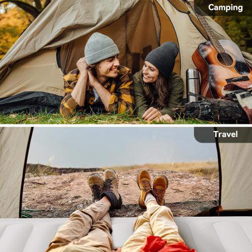 COMMOUDS Queen Air Mattress with 2000mAh Battery Powered Pump, 18 Raised Inflatable Mattress, Portable Blow up Mattress, Air Bed for Camping, Home and Guest