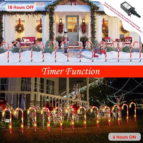 24 Pack Christmas Candy Cane Lights, Christmas Decorations Outdoor Waterproof with 8 Lighting Modes & Memory Function, Plug in Pathway Light for Outside Path Walkway Party Garden Yard Patio Xmas Decor