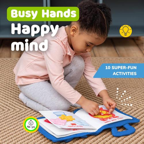 deMoca Busy Book for Toddlers 1–3, Quiet Travel Activity Book for Airplane and Car Rides, My Quiet Book Montessori Toy for 1 Year Old, No Noise Busy Board, Gift for Boys and Girls