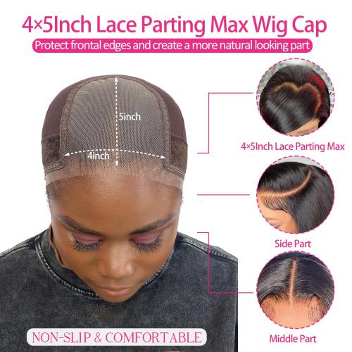 Labhairs Lace Wig Grip Cap for Women, 4x5 Lace Parting Max Make Part Freely, Non Slip Wig Gripper for Keeping Wigs In Place, Adjustable Wig Cap with Velcro Headband Make Your Wigs Glueless (Brown-L)