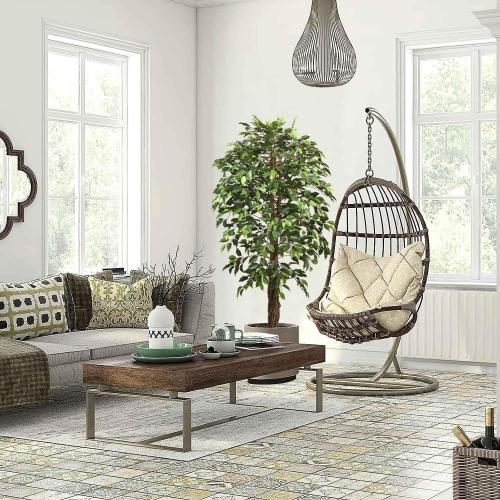 Artificial Ficus Tree for Home Decor, 6 Feet Faux Plant Fake Silk Trees with Pot for Indoor Outdoor House Living Room Office Garden (6 ft Tall)