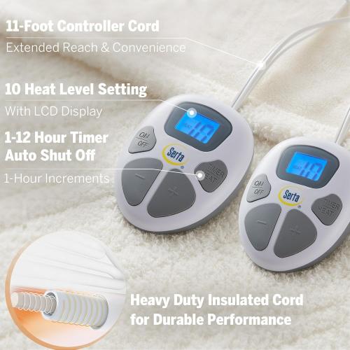 Serta Heated Blanket, Eletric King Size Blanket, Soft, Warm, Fuzzy Heating Blanket King for Office, Couch, 1-12 hr Auto Shut Off Timer, 10 Lv Heat Setting, ETL Certified, King 100 x 90 Ivory