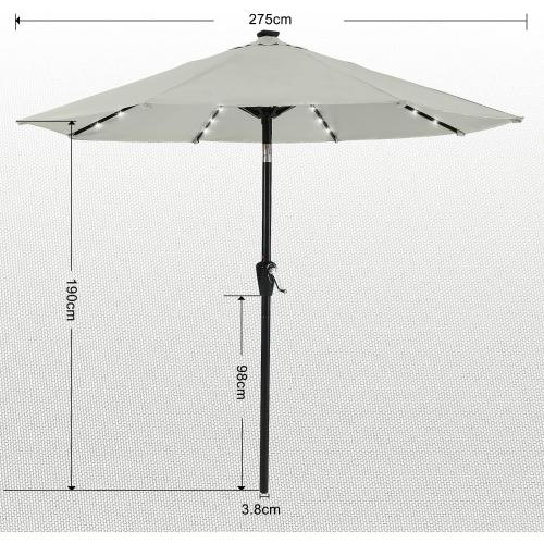 ABCCANOPY Durable Solar Led Patio Umbrellas with 32LED Lights 9FT (Light Beige) | Fade & UV Resistant Fabric,8 Heavy-Duty Ribs,Waterproof，Wind Vent Top,Crank & 45° Tilt,Ideal for Patio,Backyard,Garden