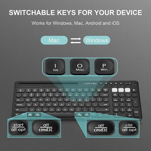 Multi Device Wireless Keyboard - Bluetooth Keyboard for Tablet - Universal Compatible with iPhone iPad Android Phone Cellphone PC Computer - Built-in Stand - Long Battery Life - Easy Setup
