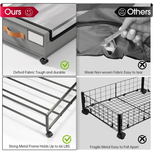 Yecaye Under Bed Storage with Wheels, 2 Pack Under Bed Storage Containers, Large Under Bed Rolling Storage with Clear Window & Label, Bedroom Storage Organizer for Clothes, Shoes, Books, Blankets