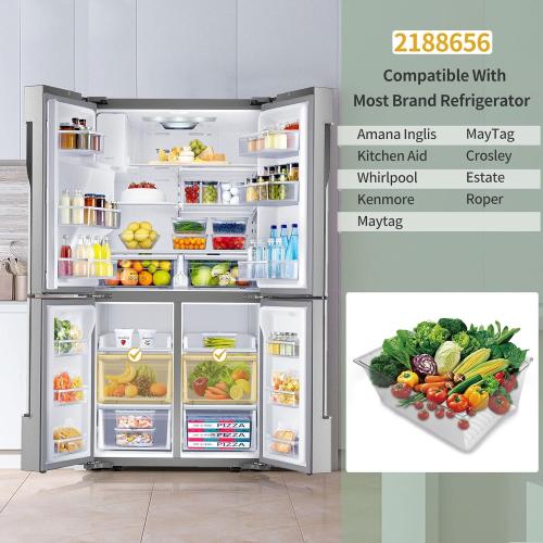 2188656 Crisper Bin, compatible with Whirlpool Refrigerator,Fridge Drawers,Kenmore Refrigerator Parts,Whirlpool Shelf Replacement- WP2188656,2188656 Fridge Crisper Drawer (Upper)