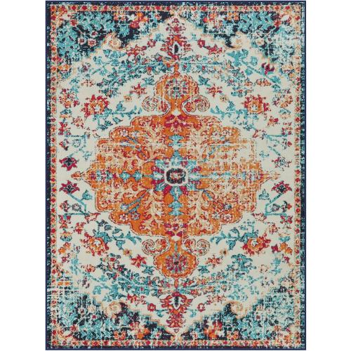 Lahome Area Rugs 9x12 Living Room Rug,Large Boho 9 x 12 Area Rugs for Living Room Washable Bedroom Rug,Boho Vintage Soft Non-Slip Printed Indoor Carpet for Dining Room Home Office(9x12ft,Orange)