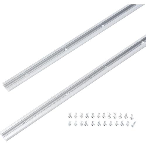 T Track 48 with Wood Screws- Double-Cut Profile Aluminum T-Track with Predrilled Mounting Holes -Woodworking and Clamps-Fine Sandblast Anodized -Silver Color -2 Pack