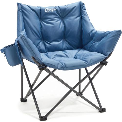 Portal Oversized Padded Camping Chair,350 lbs Folding Chairs Outdoor,Blue | Oversized Lawn Chair,Heavy Duty Camp Chair with Cup Holder & Side Pocket, Ergonomic Seat for Camping, Lawn, Sports,Fishing