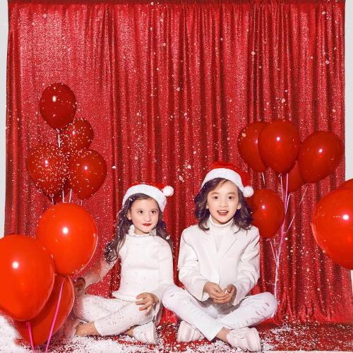 PartyDelight Dark Red Sequin Backdrop Sparkly Wedding Curtain Special Events Party 6FTx6FT
