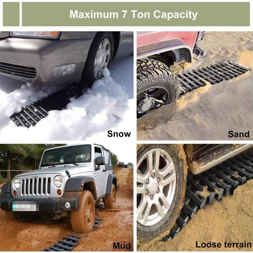 Reliancer 2PC Traction Tracks Mats TPR 31.5 L Tire Recovery Track Pad Roll Car Vehicle Tyre Traction Boards Tire Ladder Track Grabber Auto Emergency Traction Aid w/Bag for Off-Road Mud Snow Ice Sand