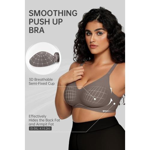 Size L OEAK Women Comfortable Push Up Bras Wireless Seamless Full Coverage Bralette Buttery Soft Everyday Tshirt Bra Convertible Bra