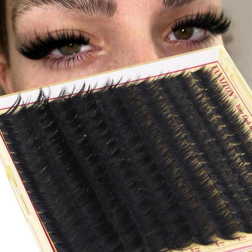 Volume Lash Clusters with Spiky Manga Lash Clusters 300D Eyelash Clusters 10-18MM Thick Wispy D Curl Cluster Eyelash Extensions 3D Fluffy Cluster Eyelash Extensions by FANXITON