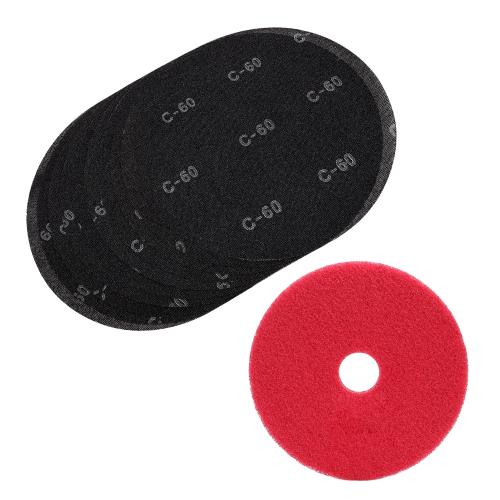HUAALIUCHE 17 Sanding Screen Discs - Mesh Floor Sanding Screen - 60 Grit Black Silicon Carbide - for Wood Floors (10 Pack) 1-Piece Buffer Floor Pad