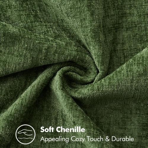 MIULEE Pack of 2 Couch Pllow Covers 18x18 Inch Moss Green Farmhouse Decorative Throw Pillow Covers with Stitched Edge Soft Chenille Solid Dyed Pillow Covers for Sofa Bed Living Room