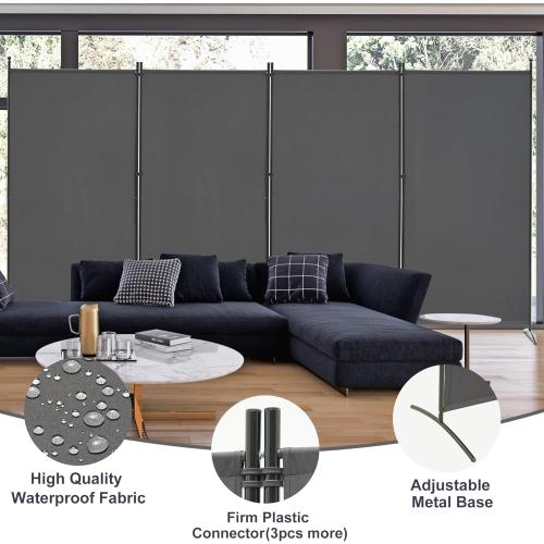 Spurgehom 4 Panel Room Divider Folding Privacy Screen, Freestanding Fabric Partition Portable Room Partition Wall Dividers for Home Office Room Restaurant, 136 W X 72 H (Grey)