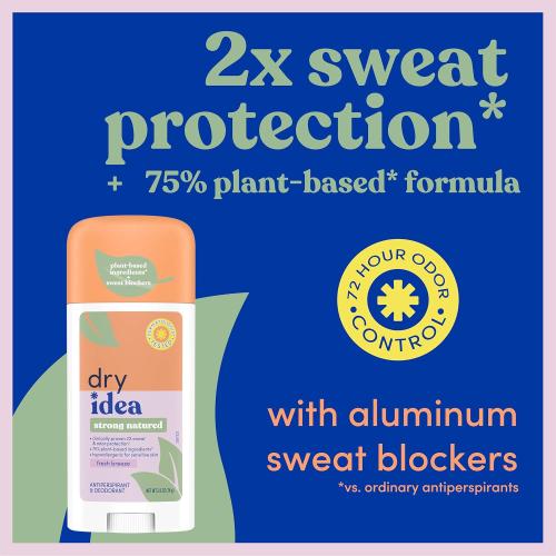 Dry Idea Plant Based Antiperspirant with Aluminum Sweat Blockers Invisible Solid Deodorant for Women – Fresh Breeze Scent, 2X Longer Sweat Protection, 72Hr Sweat & Odor Control for Sensitive Skin, 3pk