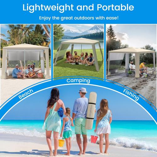 MoKo [US Version] Beach Cabana, 8'×8' Large Beach Canopy with Side Wall, UPF 50  Protection Easy Setup Beach Tent Sun Shelter, Adjustable Height Sturdy Frame Cabana Tent for Whole Family, Khaki