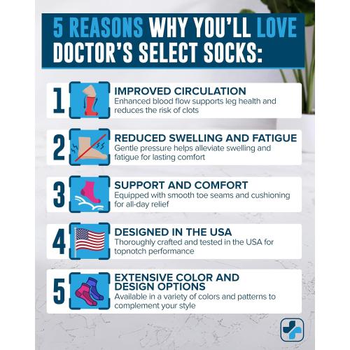 Doctor's Select 3 Pairs Plus Size Compression Socks Wide Calf - Up to 6XL | 20-30 mmHg Compression Socks for Women Wide Calf | Blue, Pink, Purple (Stripes)