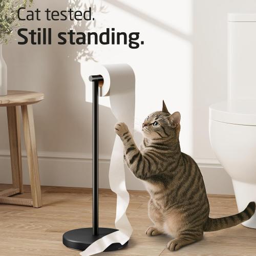 KES Bathroom Toilet Paper Holder Stand Modern Tissue Roll Holder SUS304 Stainless Steel Rustproof Freestanding 20.2 H, Matte Black BPH283S1-BK