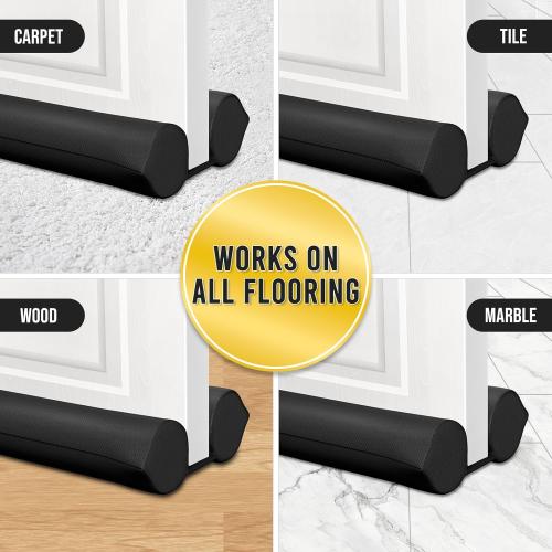 Comfyanno Under Door Draft Stopper - Bottom Door Gap Filler & Seal - Windproof Door Cover - Fits 30” to 36” Door - Block Noise, Sound, Bugs, Hot Air, Wind - Easy Install Draft Blocker - Black
