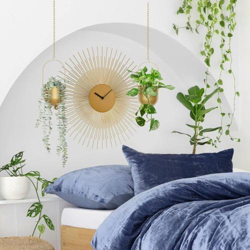 AceList Boho Gold Metal Hanging Planters,  with Hooks & Chains - Versatile Wall & Ceiling Plant Hangers for Indoor/Outdoor Décor