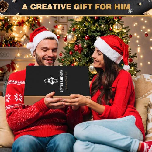 Hair & Beard Advent Beauty Calendar 2025 for Men Grooming Kit, 24 Days Christmas Countdown Calendar with Electric Trimmer Kit & Beard Care Kit for Men, Creative Gifts for Father Dad Husband Boyfriend