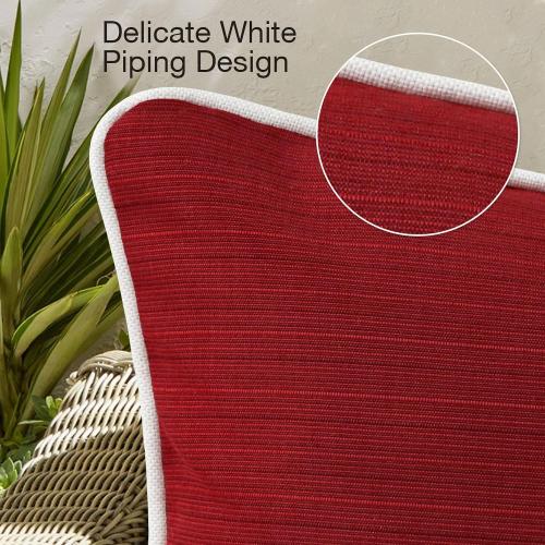 Decorative Outdoor Water Repellent Throw Pillows with Inserts, Set of 4, 20 x12 Pillows for Patio, Backyard, Bed, Couch, and Patio Furniture, Red