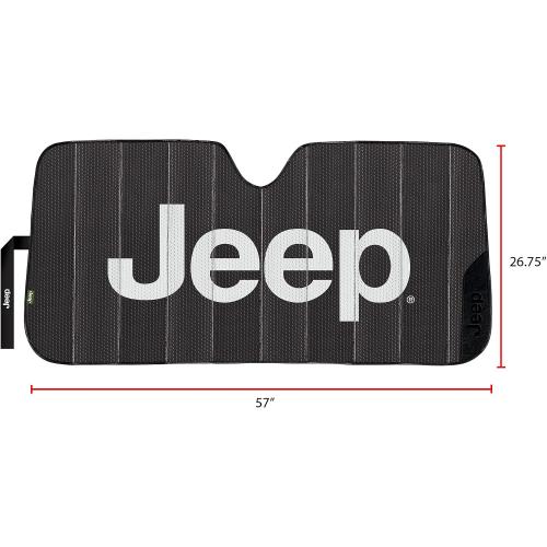 Plasticolor 003859W01 Jeep Black Matte Finish Front Windshield Sunshade for Car Truck SUV