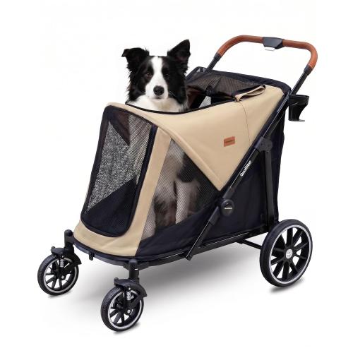 Dog Stroller for Large & Medium Dogs,Foldable Large Pet Stroller for 2 Dogs with 360° Wear-Resistant Rubber Wheels Mesh Windows,Ideal for Senior Pets Extra Large Heavy Duty,All Terrain Wagon Cart