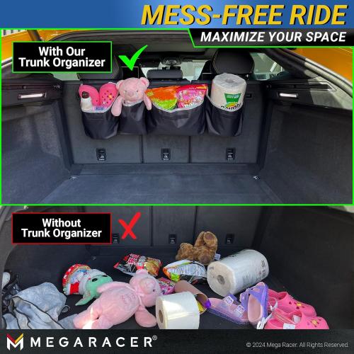 Black and Grey Mega Racer Compact Hanging Trunk Organizer