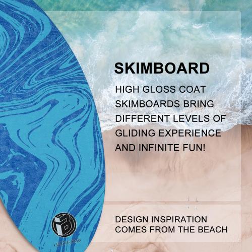36” Skipper Skimboard with High Gloss Coat Wooden Skim Boards for Beginners, Teenagers and Adults Beach Skimboard 3 Color Traction Pad to Choose