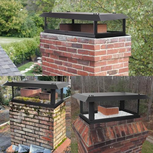14 x 26 Chimney Cap Chimney Cover,Fireplace Chimney Caps for Outside,Chimney Rain Caps Chimney Flue Cover Chimney Roof Rain Guard on Existing Flue Tile Brick Clay,Galvanized Steel Chimney Vent Cap
