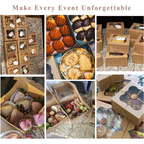 20 Pack Cookie Boxes for Gift Giving – 6X6X3 Inches Bakery Boxes with Window - Extra Thick Small Cookie Containers for Treats, Desserts, Strawberries, Cupcakes, Candy, Charcuterie, Baked Goods, Pastry