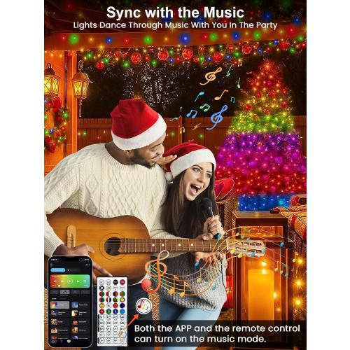 Smart Color Changing Valentines Day Lights with Remote & App Control, 66FT 200LED RGB Light with Timer, Music Sync Multiple Modes Twinkle Christmas Light Waterproof Indoor Outdoor Valentines Day Decor