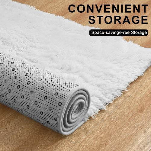 Size Large Soft Modern Indoor Large Shaggy Rug for Livingroom Bedroom Dorm Kids Room Home Decorative, Non-Slip Plush Fluffy Furry Fur Area Rugs Comfy Nursery Accent Floor Carpet Ivory