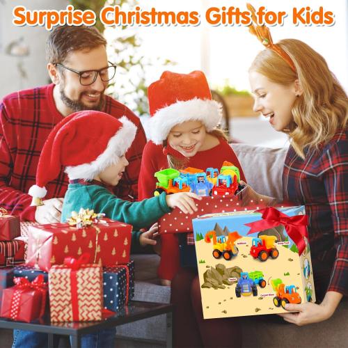 Inertia Toy Early Educational Toddler Baby Toy Friction Powered Cars Push and Go Cars Tractor Bulldozer Dumper Cement Mixer Engineering Vehicles Toys for Children Boys Girls Kids Gift 4PCS