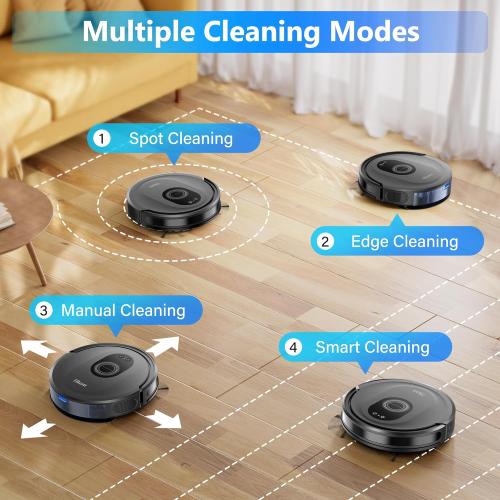 Used and missing parts Tikom Robot Vacuum and Mop Combo, 5000Pa Robotic Vacuum Cleaner, 150 Min Max, App & Remote Control, Ideal for Hard Floor, Carpet, Pet Hair, Self-Charge(G8000 Max)