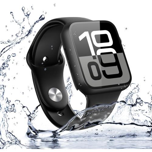 Misxi [2 Pack] Waterproof Hard Case with Tempered Glass Compatible with Apple Watch Series 11 (2025) Series 10 46mm, Ultra-Thin Anti-Fall Protective Cover for iWatch Screen Protector, Matte Black