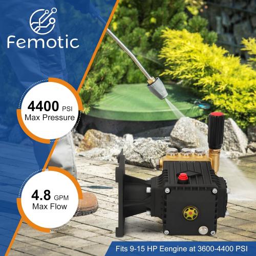 Pressure Washer Pump 1 Inch Shaft,Pressure Washer Pump 4400 psi,Power Washer Pump 4.8gpm 8-15 HP 22 Pounds Including Lubricant,Compatible with Simpson Honda Dewalt Troybilt