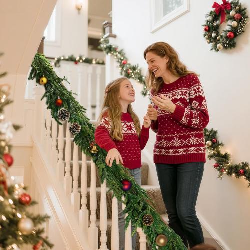 Christmas Garland Decorations Indoor Decor: 6 FT Artificial Realistic Pine Garland Green Faux Greenery Garland for Mantle Staircase Table Wall Outdoor Christmas Decorations