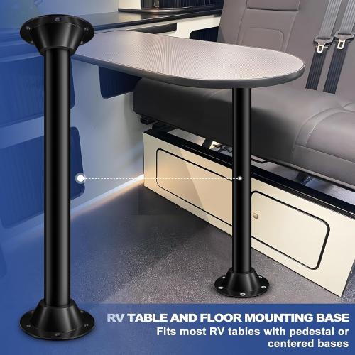 27 RV Table Legs & Base Kit - Heavy Duty Aluminum, Fits Travel Trailers, Campers, Caravans - Tool-Free Height Adjustment, Rust-Proof, Easy Install (2 Legs   4 Brackets) 27inch