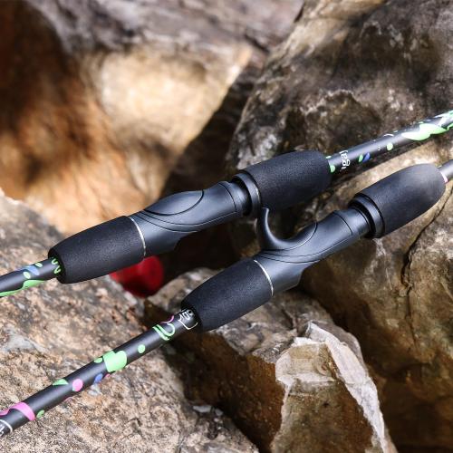 Sougayilang Fishing Rod, 2-Piece Graphite Composite Blank/Fiber Glass Spinning & Casting Rod with EVA Grip, Smooth Transition Fishing Pole