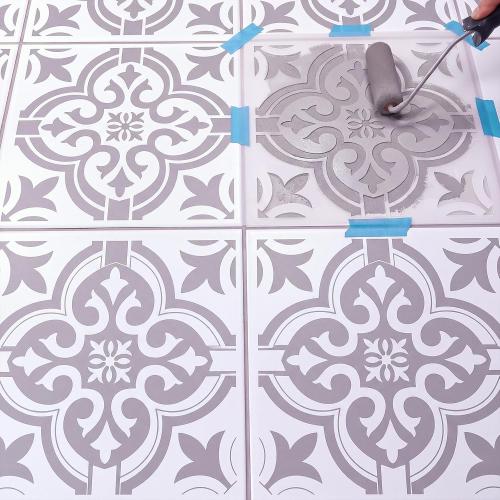 ‼️may be missing items or even stains ‼️Zonon 4 Pcs 18 Inch Reusable Moroccan Tile Stencil for Wall Floor | Large floral tile stencils for wall and floor painting,reusable, easy to clean.Ideal for DIY projects, concrete, and plaster.