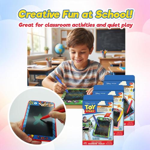 JA-RU Toy Story Rainbow Drawing Tablet Colorful Draw Pad (1 Buzz Lighyear Tablet) Car Trip Toys Mess-Free Small Kids Write Board | Woody, Buzz Lightyear, & Jessie Travel Entertainment. 7916-1B