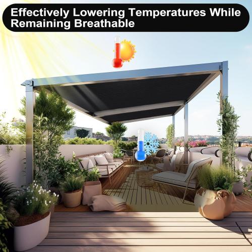 Black Artpuch 90% Sun Shade Cloth, Shade Cover Canopy with Grommets, Sun Screen Fabric Tarp for Patio, Outdoor, Garden, Backyard, Black