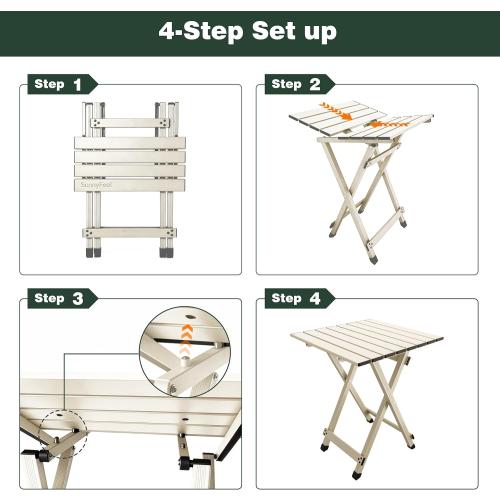 SUNNYFEEL Folding Camping Table - Lightweight Aluminum Portable Picnic Table, 18.5x18.5x24.5 Inch for Cooking, Beach, Hiking, Travel, Fishing, BBQ, Indoor Outdoor Small Foldable Camp Tables ‼️has mild scratches ‼️