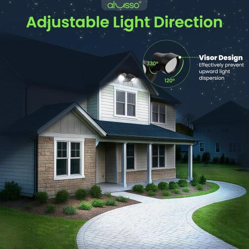 ALUSSO Dusk to Dawn Outdoor Lighting, 25W 2000LM Dusk Till Dawn Outdoor Light 120V, 3000K/4000K/6000K 3CCT IP65 Security Lights ETL Listed Dusk to Dawn Hardwired for House Yard Walkway ***Black 1 Pack